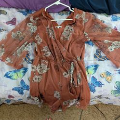 Red Floral romper