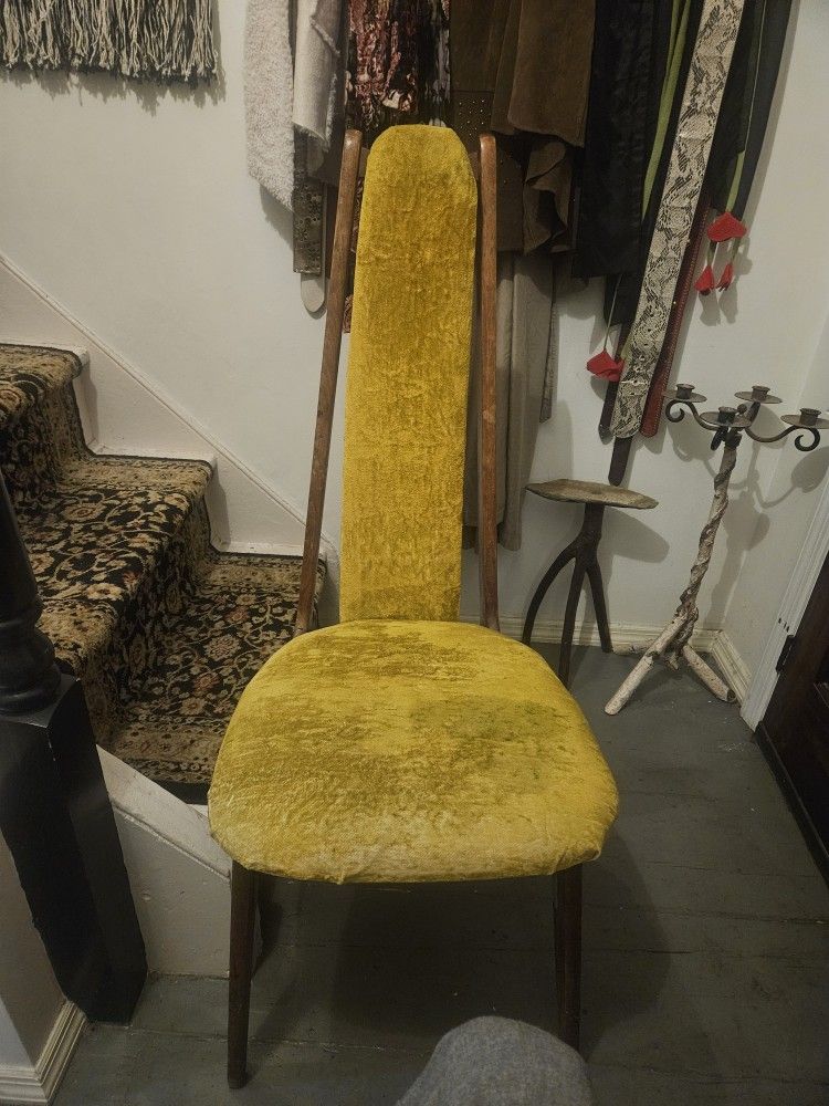 Fabulous Mid-century Teak And Crushed Velvet Chair