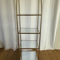 Gold Metal And Glass Shelving Unit / Bookshelf 