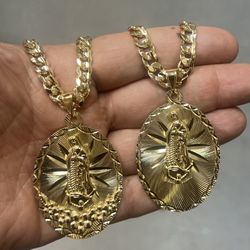 14k premium gold 5x plated virgin mary necklace