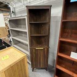 Grepatio Fluted Corner Cabinet, 68" Tall Corner Storage Cabinet with 2 Door & 4 Adjustable Shelves, Freestanding Bathroom Shelf, Faux Marble Top, Curv