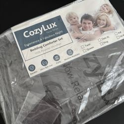 CozyLux Bedding Comforter Set Twin Size Black