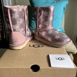 UGG Boots for Kids - Classic Short II Sequin Star in Crystal Pink - BRAND NEW IN BOX
