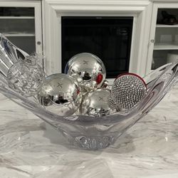 Mid-Century Modern Hand Blown Crystal Centerpiece By Art Vannes Cofrac Verrier