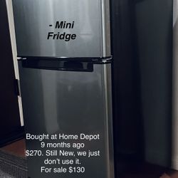 Mini Refrigerator & Marble Coffee Table. 