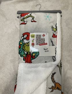 Grinch sherpa backed throw blanket