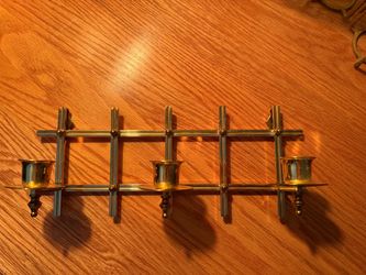 Vintage MCM Brass Lattice Wall Sconce Candle Holder
