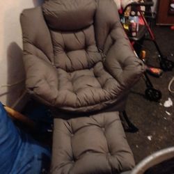 New Grey  Chair &  Foot Rest Stool
