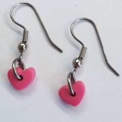 Cute Wire Earrings Pink Hearts