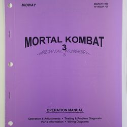Original Arcade Manual Of MK3 AND MK4
