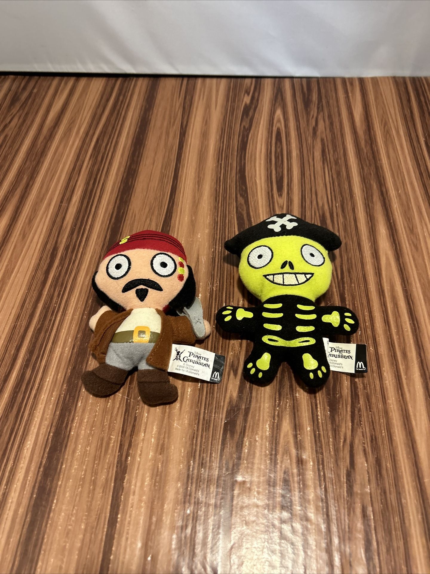 Disney Pirates of the Caribbean Captain Jack Sparrow/Skeleton Plush McDonalds Lot 2