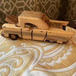 Vintage Wood Hand Carved 1957 Chevy