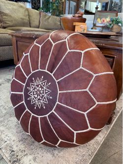 Moroccan Leather Ottoman