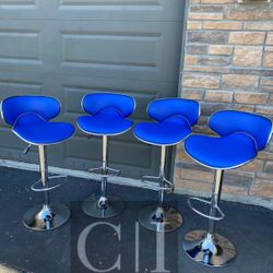 New 4 Blue Bar Stools 