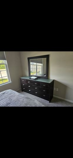Dresser, bed side nightstand ms and the queen bed frame, no matress,. For sale