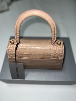 BALENCIAGA Calfskin Crocodile Embossed Hourglass Top Handle Bag XS Nude  Beige | FASHIONPHILE