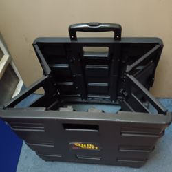 Quik Cart COLLAPSIBLE ROLLING CRATE ON WHEELS - Tote Basket 80 lbs Capacity, Heavy Duty Plastic