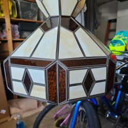 1970's vintage tiffany stained glass hanging lamp