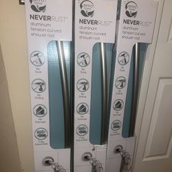 New 3- Zenna Home Curved Shower Curtain Rod, Adjustable Tension Shower Rod for Bathroom, Rustproof, 1-Inch