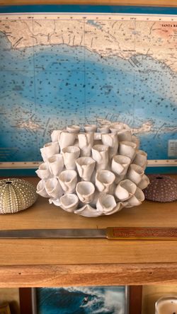 Coral ceramic candle holder