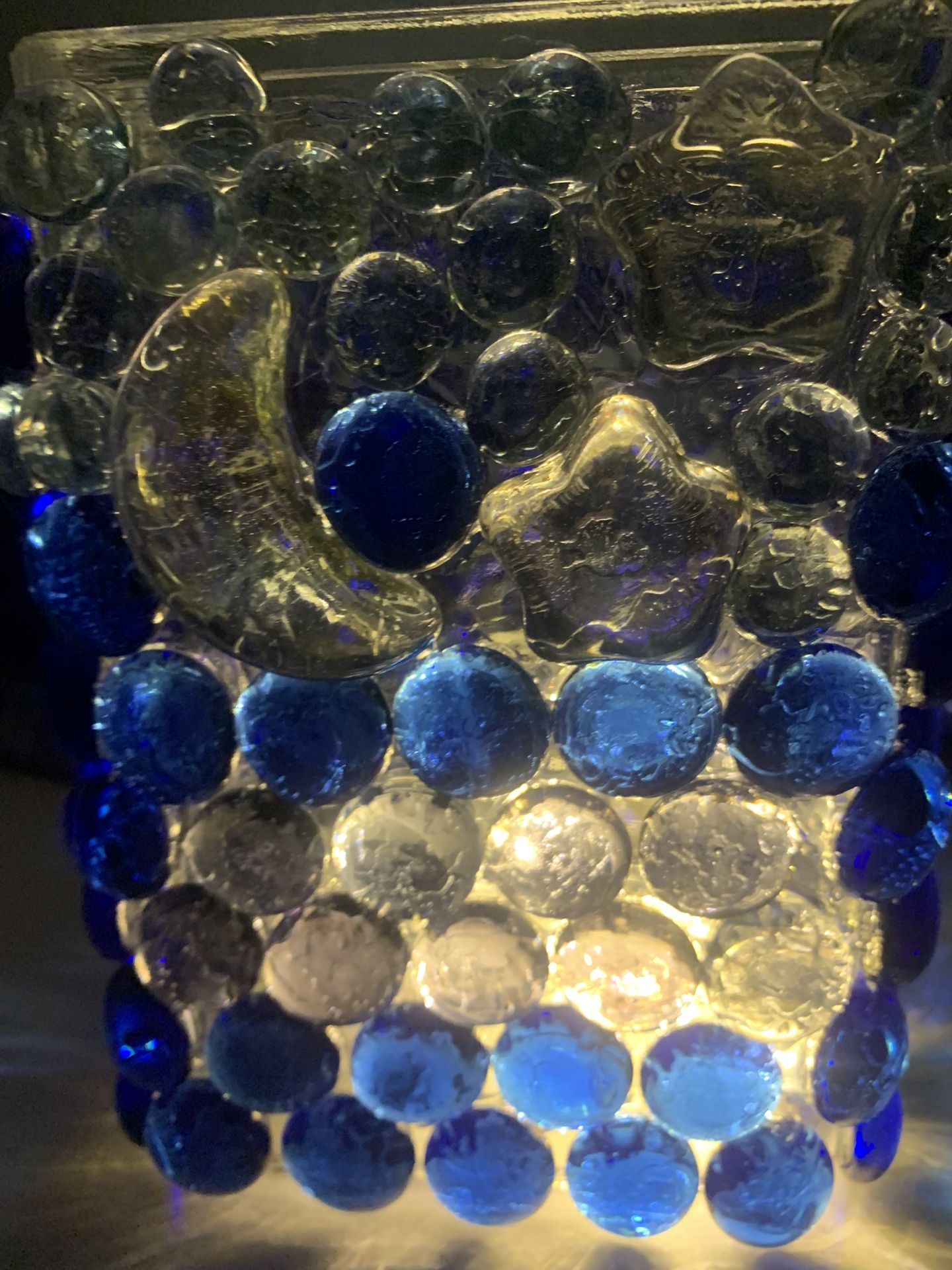 Handmade Mosaic Vase With Moon &star, Battery Operated Lights $17