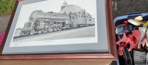 Steam Engine Glass Framed Santa Fe.