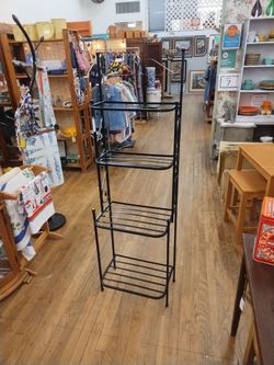 Black iron shelf bakers rack