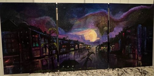Cityscape oil painting