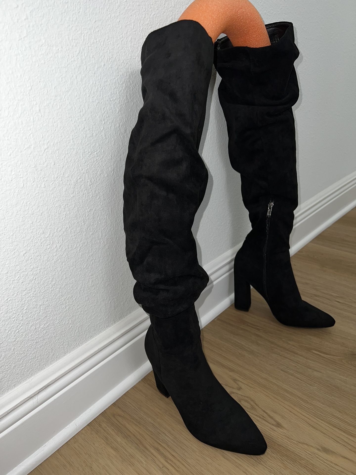 Faux Suede Over The Knee Boots