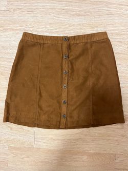 Hollister Women's Button Front Faux Suede High Waist A-line Skirt (Size 5)