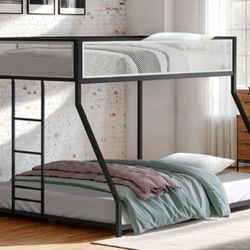 Brand New Black Metal Twin Over Full Bunk Bed 