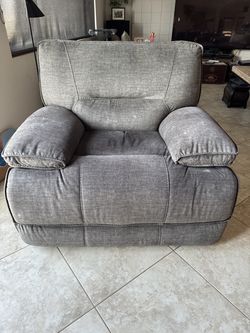 Gray Fabric Recliner (very comfortable)