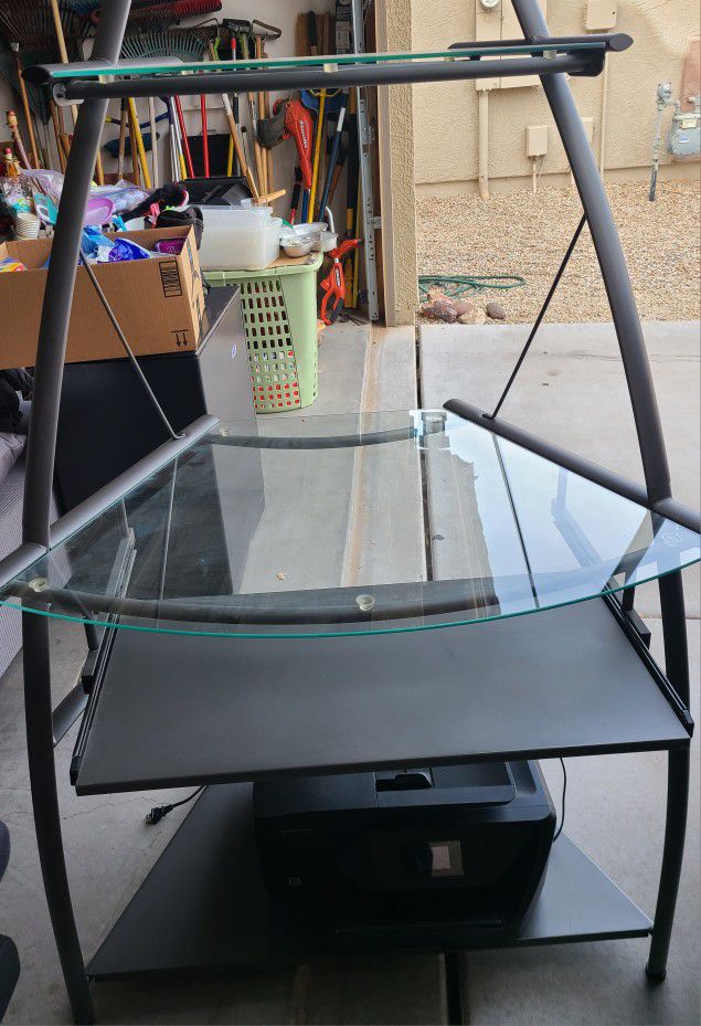 Glass Desk with Metal Frame