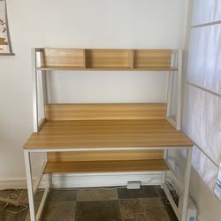 Light Walnut Desk With Hutch And Bookshelf 