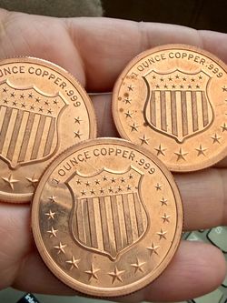 1 oz .999 Copper Round Set – Shield Obverse – American Bison • Bald Eagle • Alamo – Lot of 3