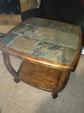 Solid wood & granite end table!Â