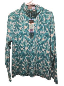 EDDIE BAUER (L) Womens 1/4 Zip Polar Fleece Pullover Top Ikat Fabric NWT $70