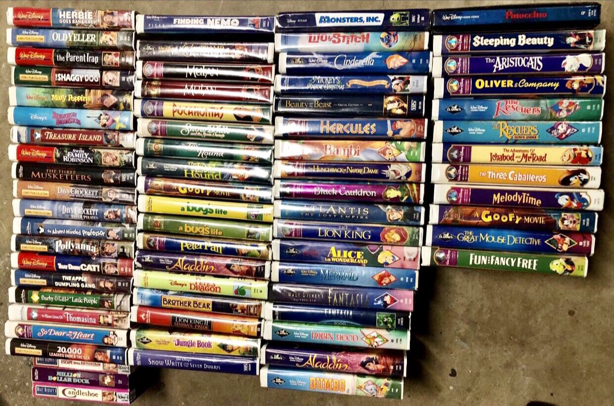 70 Vintage Classic Walt Disney Movies VHS Video Cassette Tapes