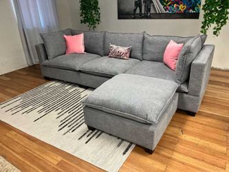 🎄Brand New Grey Fabric L Shape Sectional Couch❄️ | Pay After Delivery 