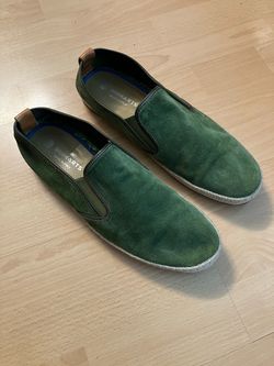 BRIMARTS (Made in ITALY) Men’s Green Suede Leather Espadrille Shoes - Size 11