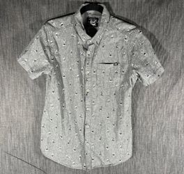 Lost Button Up Hula Girl Hawaiian Size Small
