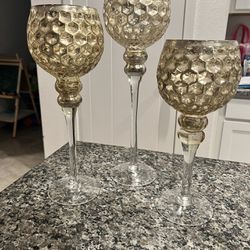Gold Honeycomb Candle Holders/decor