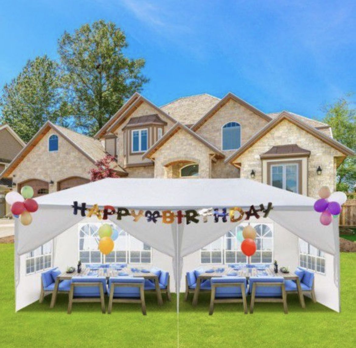 10'x20' Outdoor Canopy Party Wedding Tent White Gazebo Pavilion W/ 6 Side Walls
