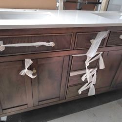 Dylan 61 in. Cinnamon Vanity with Quartz Top From Floor & Decor