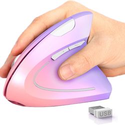 Ergonomic Mouse, Vertical Wireless Mouse, Rechargeable 2.4GHz Optical USB Carpal Tunnel Mice, 800/1200 / 1600 DPI, 6 Buttons for Laptop, PC, Computer,