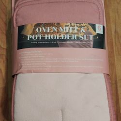6-piece Oven Mitt and Potholder Set - Cook with Color - Pink - New