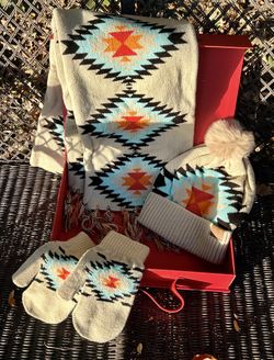 Native American Style Scarf, Beenie & Mittens