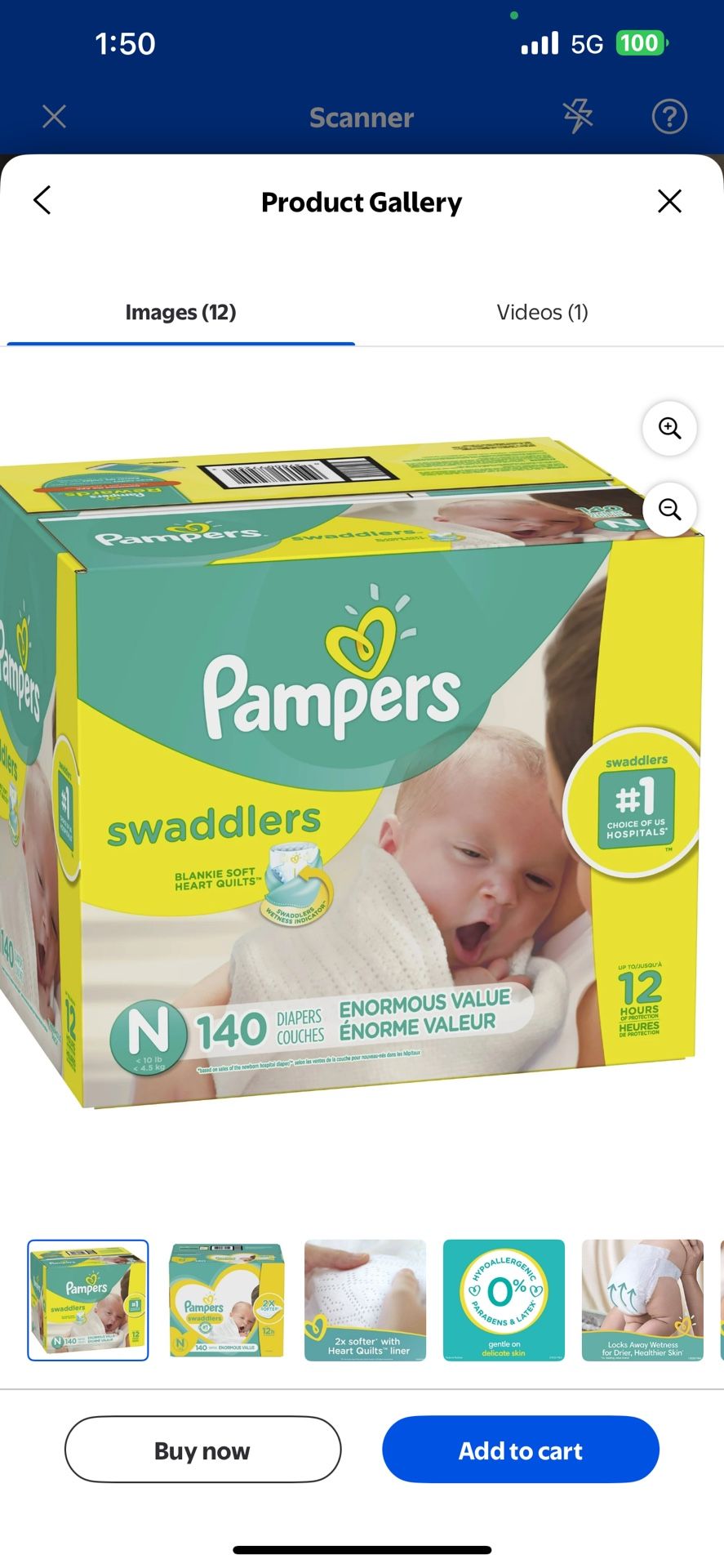 Pampers Swaddlers Soft and Absorbent Diapers, Size N, 140 Count