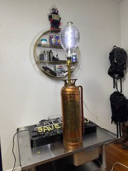 Copper & Brass Light Lamp Fire Extinguisher