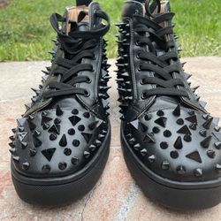 Louis Spikes Sneakers  Size 10.5- Calf leather and spikes - Black - Men